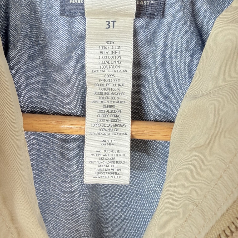 VTG OSHKOSH BGOSH Kids Bomber Jacket Khaki 100% COTTON Lining 100% NYLON SZ-3T - Picture 7 of 16